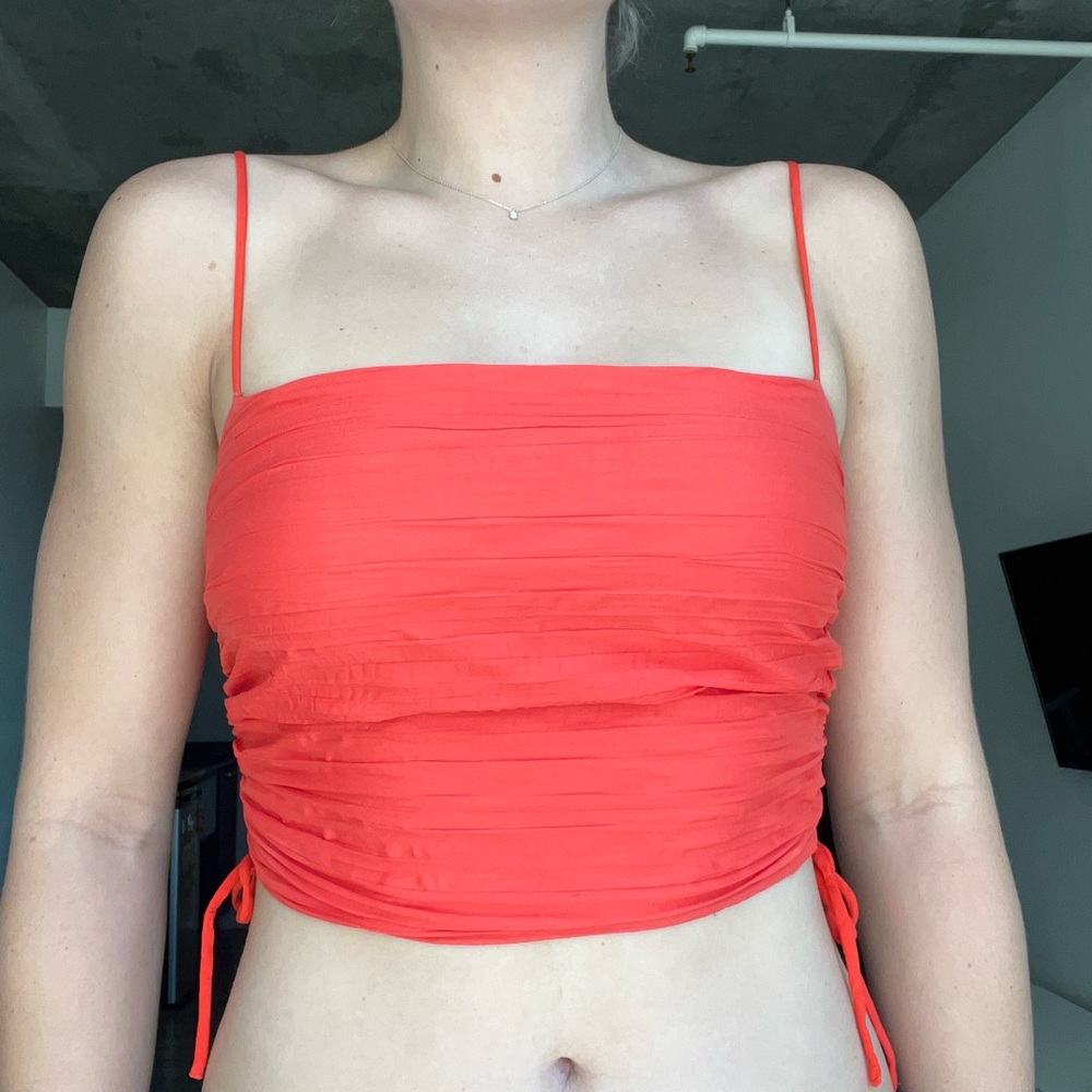 Urban Outfitters Orange Red Ruched Crop Top